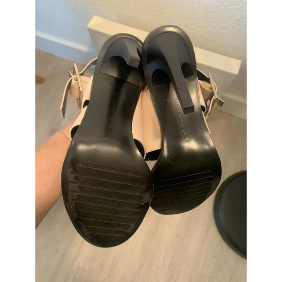 ( 104 ) Zara trafaluc heels womens size 37 pink gold and black - Picture 5 of 7